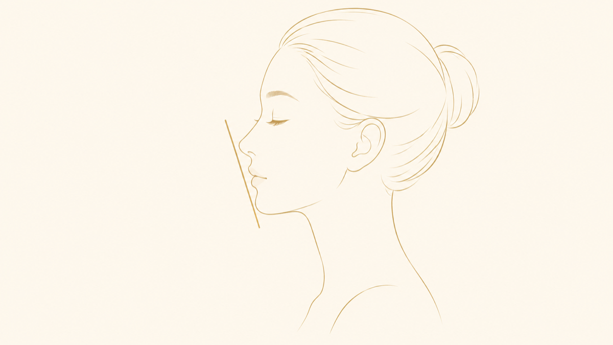 Eラインとあごヒアルロン酸の設計を示す図解イラスト