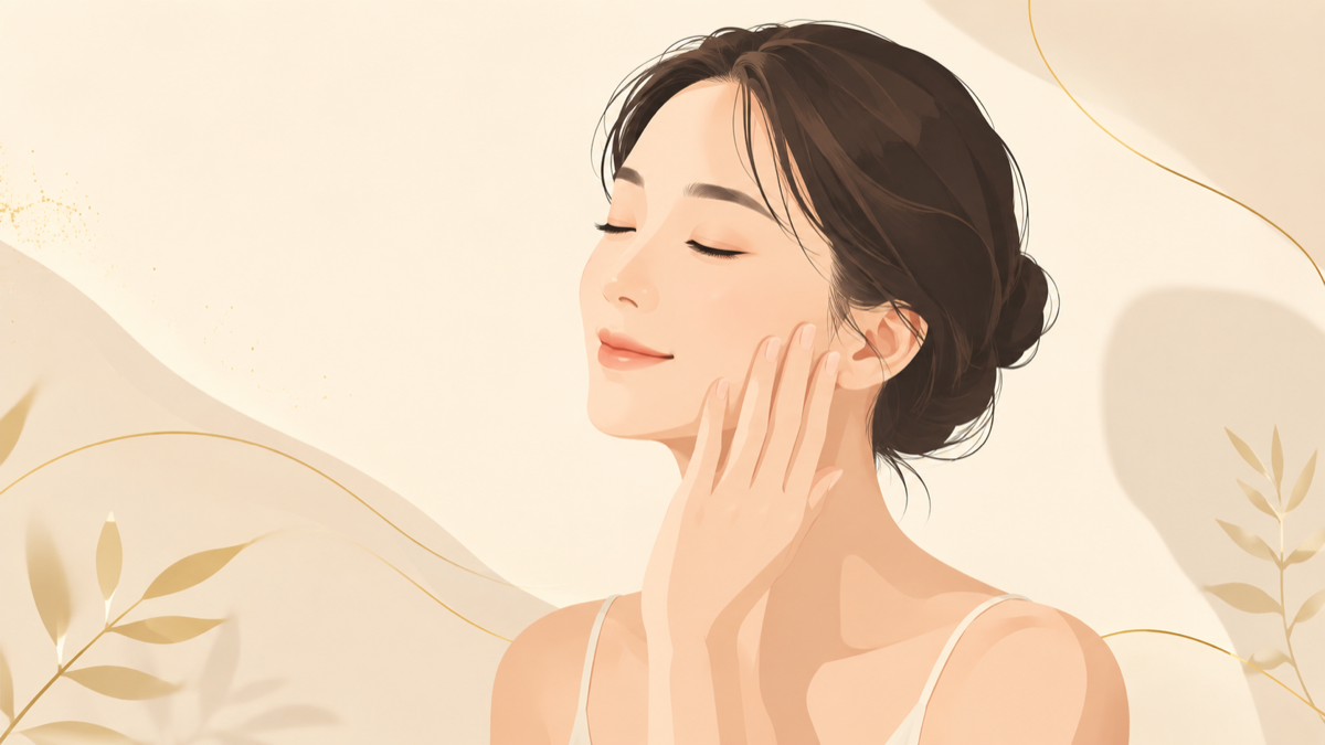 ヒアルロン酸注入の痛みを気にせず穏やかな女性のイラスト
