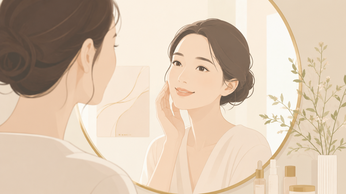 ヒアルロン酸の持続期間を確認する女性のイラスト