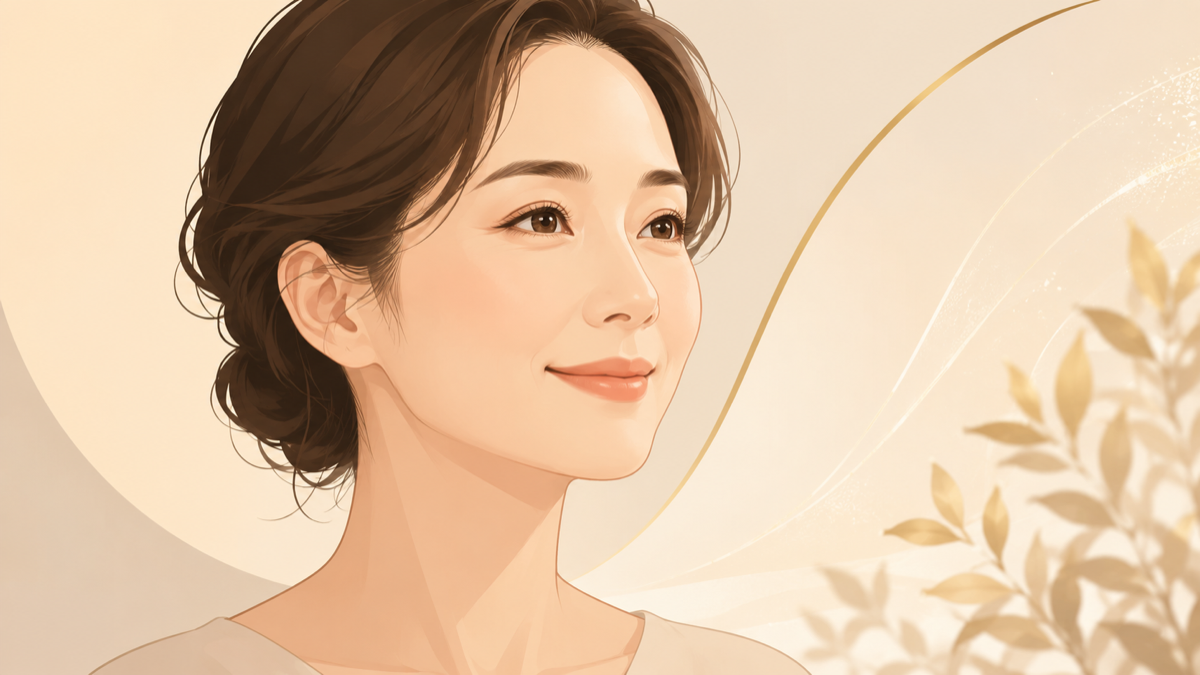 頬の自然なボリュームを保った女性のイラスト