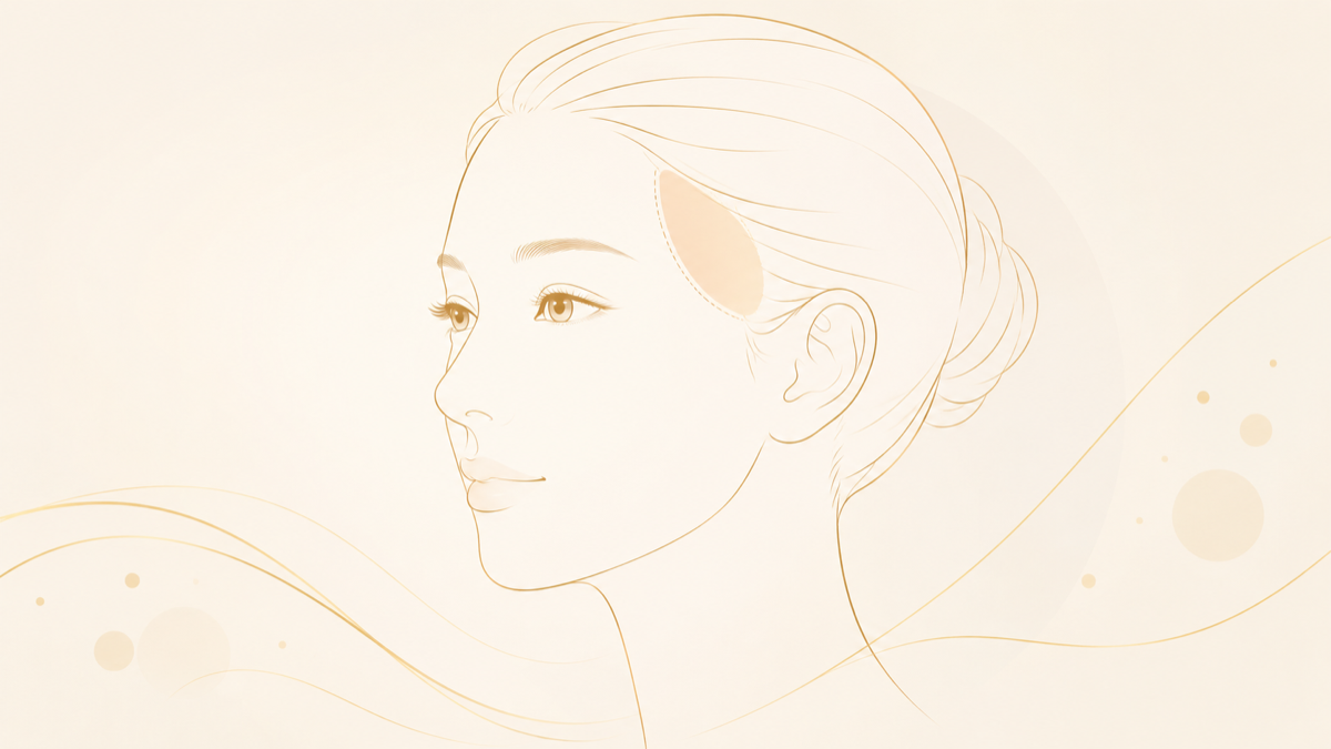 こめかみヒアルロン酸で整える範囲を示す図解イラスト