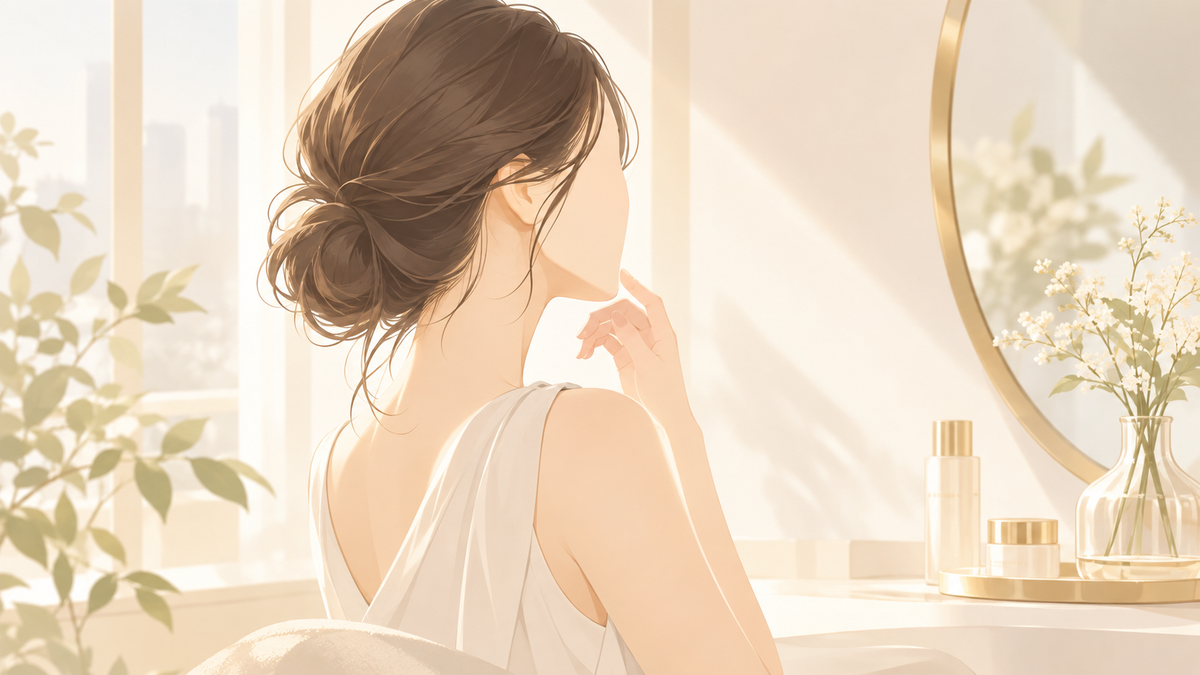 30代でたるみを気にし始めた女性のイラスト