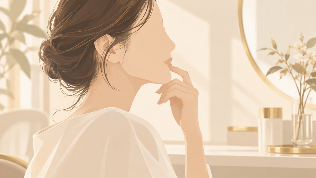 マリオネットラインを気にする女性のイラスト